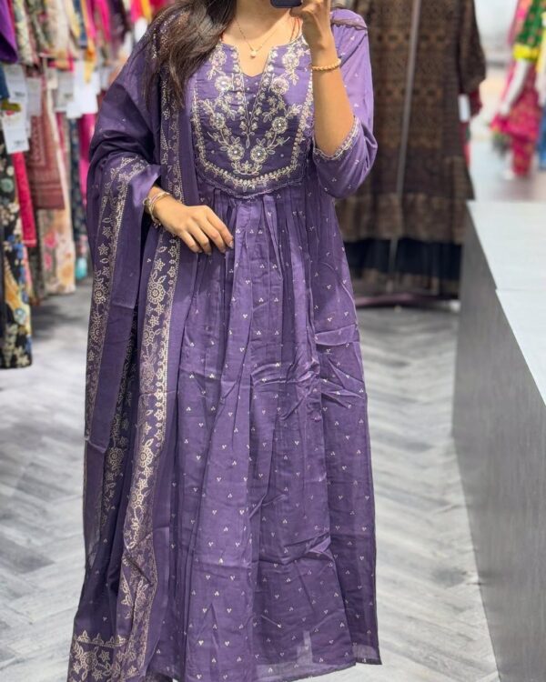 WOMES PARTY WEAR AND FORMAL ALL TIME SUITED KURTIS 3 PIECE SET FOR WOMENS (ROYAL)