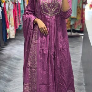 WOMES PARTY WEAR AND FORMAL ALL TIME SUITED KURTIS 3 PIECE SET FOR WOMENS (ROYAL)