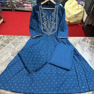 WOMES PARTY WEAR AND FORMAL ALL TIME SUITED KURTIS 3 PIECE SET FOR WOMENS (ROYAL)