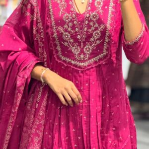 WOMES PARTY WEAR AND FORMAL ALL TIME SUITED KURTIS 3 PIECE SET FOR WOMENS (ROYAL)