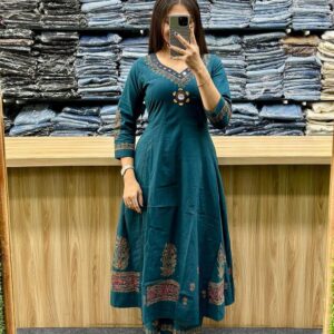 WOMES PARTY WEAR AND FORMAL ALL TIME SUITED KURTIS 3 PIECE SET FOR WOMENS (ROYAL)