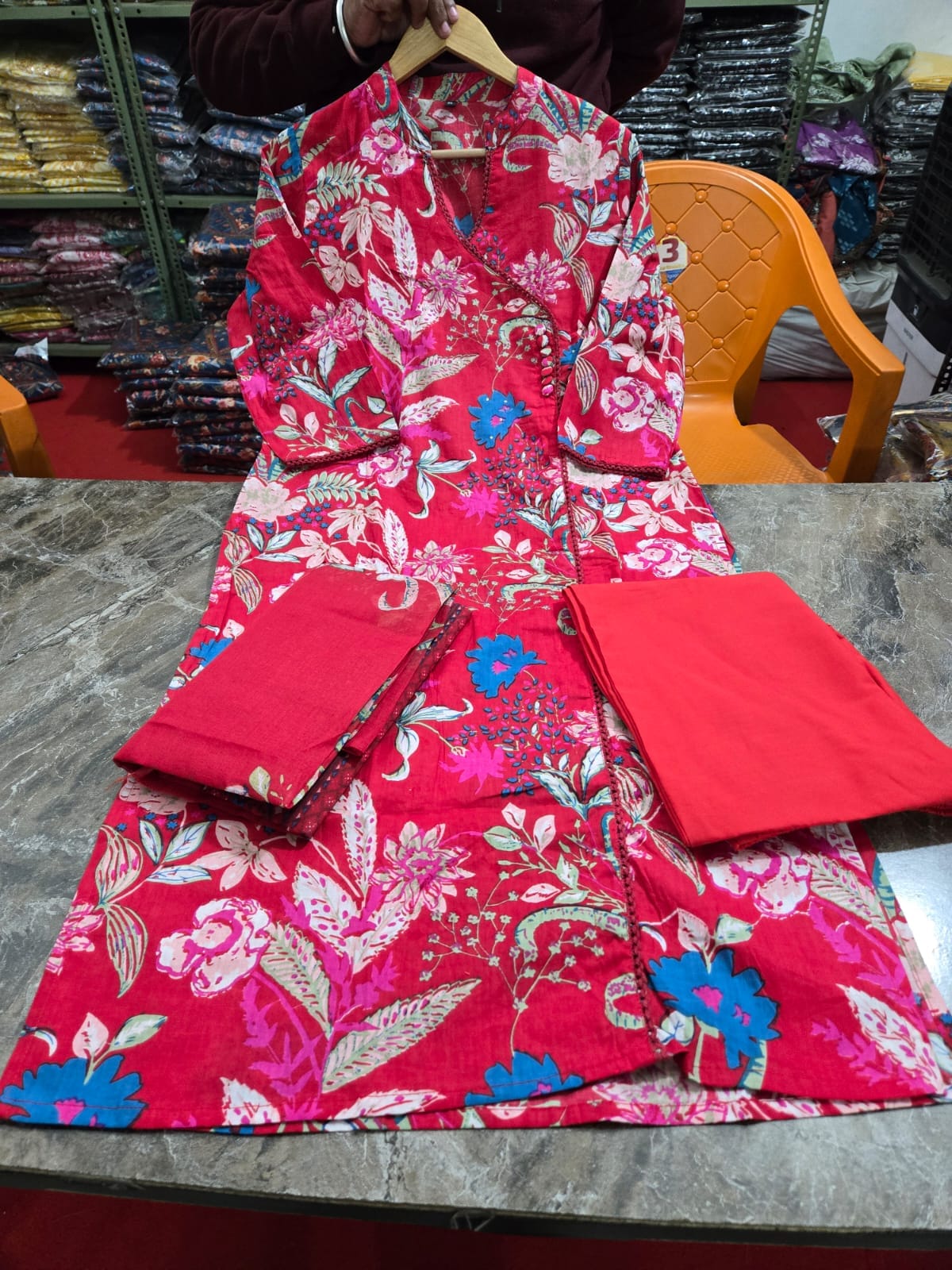 WOMES PARTY WEAR AND FORMAL ALL TIME SUITED KURTIS 3 PIECE SET FOR WOMENS (ROYAL)