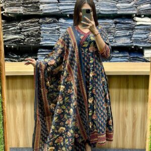 WOMES PARTY WEAR AND FORMAL ALL TIME SUITED KURTIS 3 PIECE SET FOR WOMENS (ROYAL)