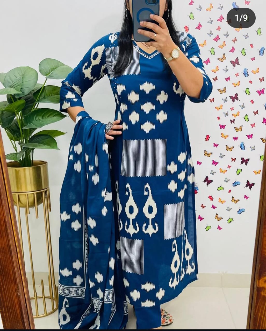 WOMES PARTY WEAR AND FORMAL ALL TIME SUITED KURTIS 3 PIECE SET FOR WOMENS (ROYAL)