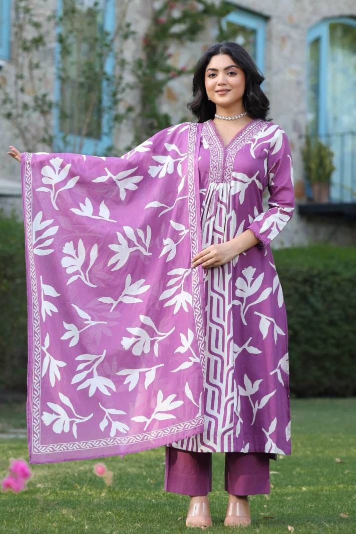 WOMES PARTY WEAR AND FORMAL ALL TIME SUITED KURTIS 3 PIECE SET FOR WOMENS (ROYAL)