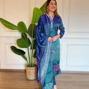 WOMES PARTY WEAR AND FORMAL ALL TIME SUITED KURTIS 3 PIECE SET FOR WOMENS (ROYAL)