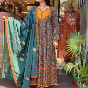 WOMES PARTY WEAR AND FORMAL ALL TIME SUITED KURTIS 3 PIECE SET FOR WOMENS (ROYAL)