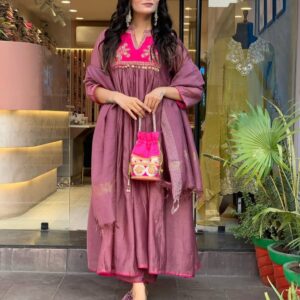 WOMES PARTY WEAR AND FORMAL ALL TIME SUITED KURTIS 3 PIECE SET FOR WOMENS (ROYAL)