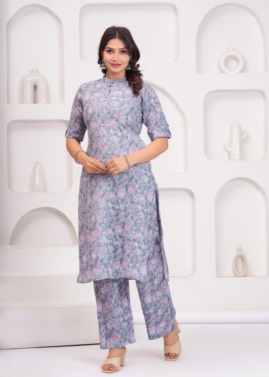 WOMES PARTY WEAR AND FORMAL ALL TIME SUITED KURTIS 3 PIECE SET FOR WOMENS (ROYAL)