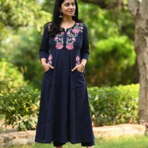 WOMES PARTY WEAR AND FORMAL ALL TIME SUITED KURTIS 3 PIECE SET FOR WOMENS (ROYAL)