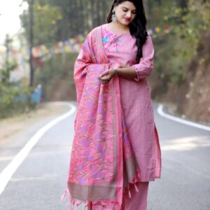 WOMES PARTY WEAR AND FORMAL ALL TIME SUITED KURTIS 3 PIECE SET FOR WOMENS (ROYAL)