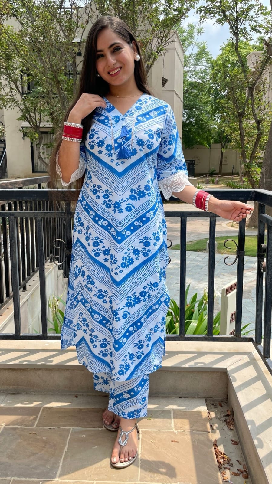 WOMES PARTY WEAR AND FORMAL ALL TIME SUITED KURTIS 3 PIECE SET FOR WOMENS (ROYAL)