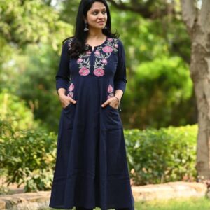 WOMES PARTY WEAR AND FORMAL ALL TIME SUITED KURTIS 3 PIECE SET FOR WOMENS (ROYAL)