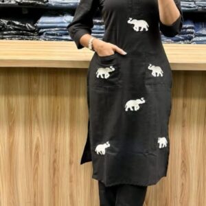 WOMES PARTY WEAR AND FORMAL ALL TIME SUITED KURTIS 3 PIECE SET FOR WOMENS (ROYAL)