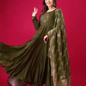 WOMES PARTY WEAR AND FORMAL ALL TIME SUITED KURTIS 3 PIECE SET FOR WOMENS (ROYAL)