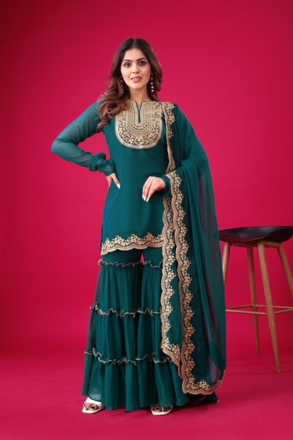 WOMES PARTY WEAR AND FORMAL ALL TIME SUITED KURTIS 3 PIECE SET FOR WOMENS (ROYAL)