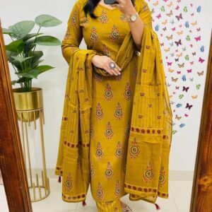WOMES PARTY WEAR AND FORMAL ALL TIME SUITED KURTIS 3 PIECE SET FOR WOMENS (ROYAL)
