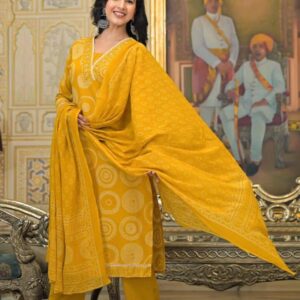 WOMES PARTY WEAR AND FORMAL ALL TIME SUITED KURTIS 3 PIECE SET FOR WOMENS (ROYAL)