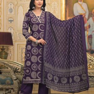 WOMES PARTY WEAR AND FORMAL ALL TIME SUITED KURTIS 3 PIECE SET FOR WOMENS (ROYAL)