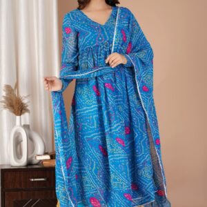 WOMES PARTY WEAR AND FORMAL ALL TIME SUITED KURTIS 3 PIECE SET FOR WOMENS (ROYAL)