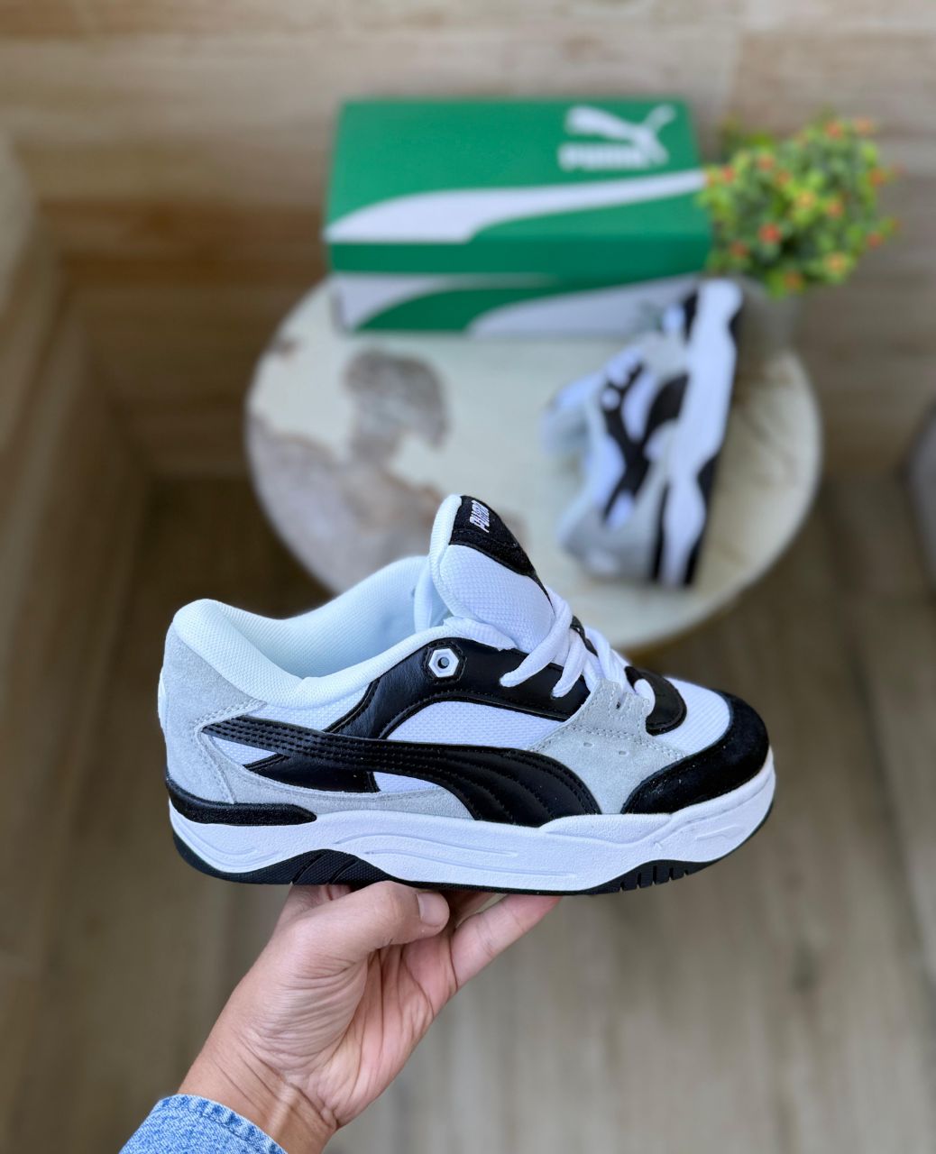 PUMA SUEDE 180 BLACK AND WHITE MENS PREMIUM EDITION SHOES (SK 2400)