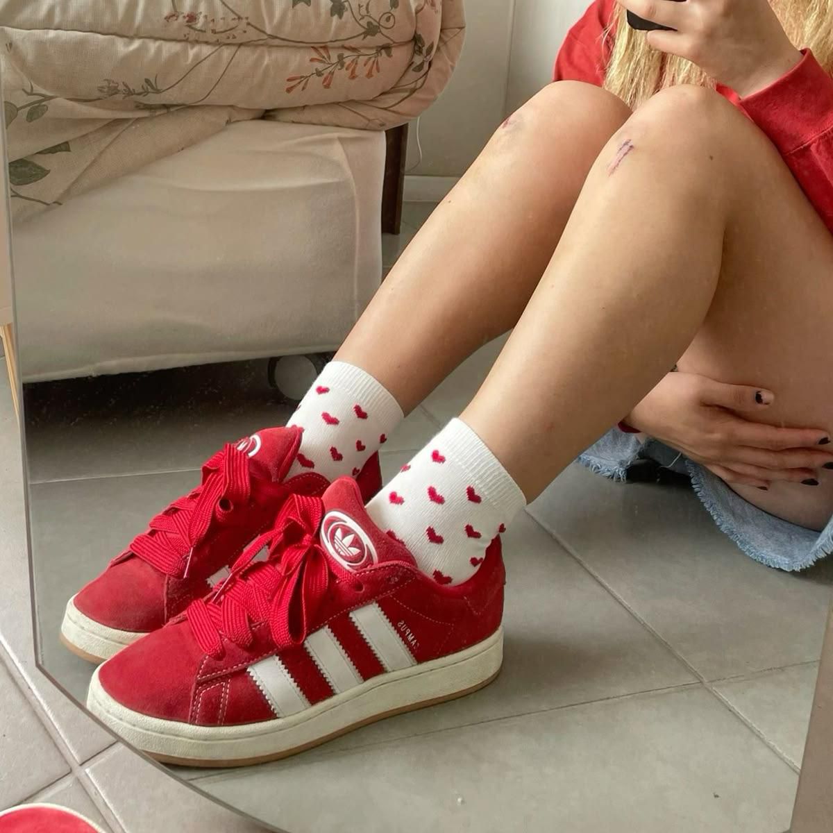 ADIDAS ORIGINAL CAMPUS BLOODY RED PREMIUM SHOES