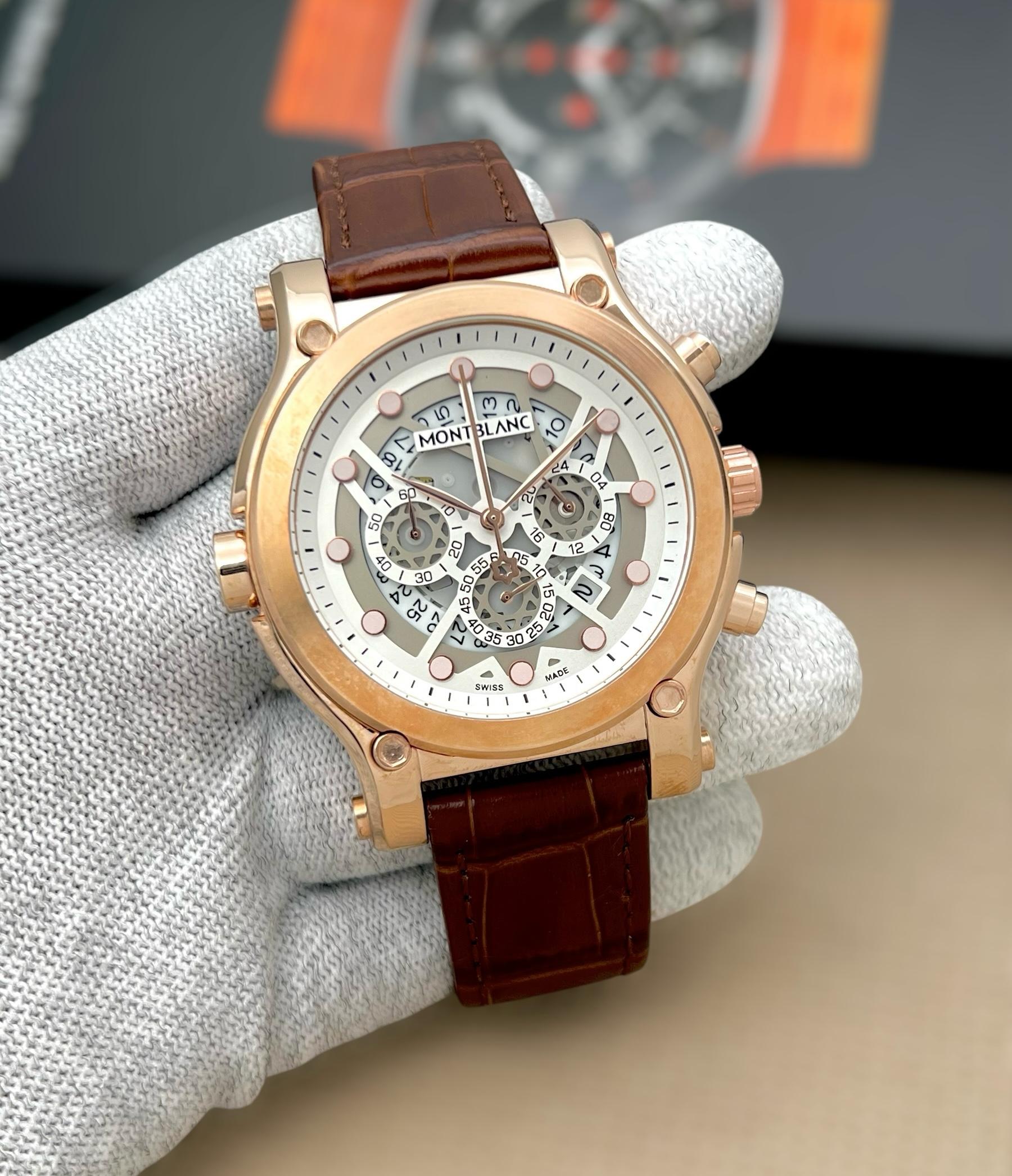 MONT BLACK MENS PREMIUM WATCH CHRONOGRAPH BROWN STRAP