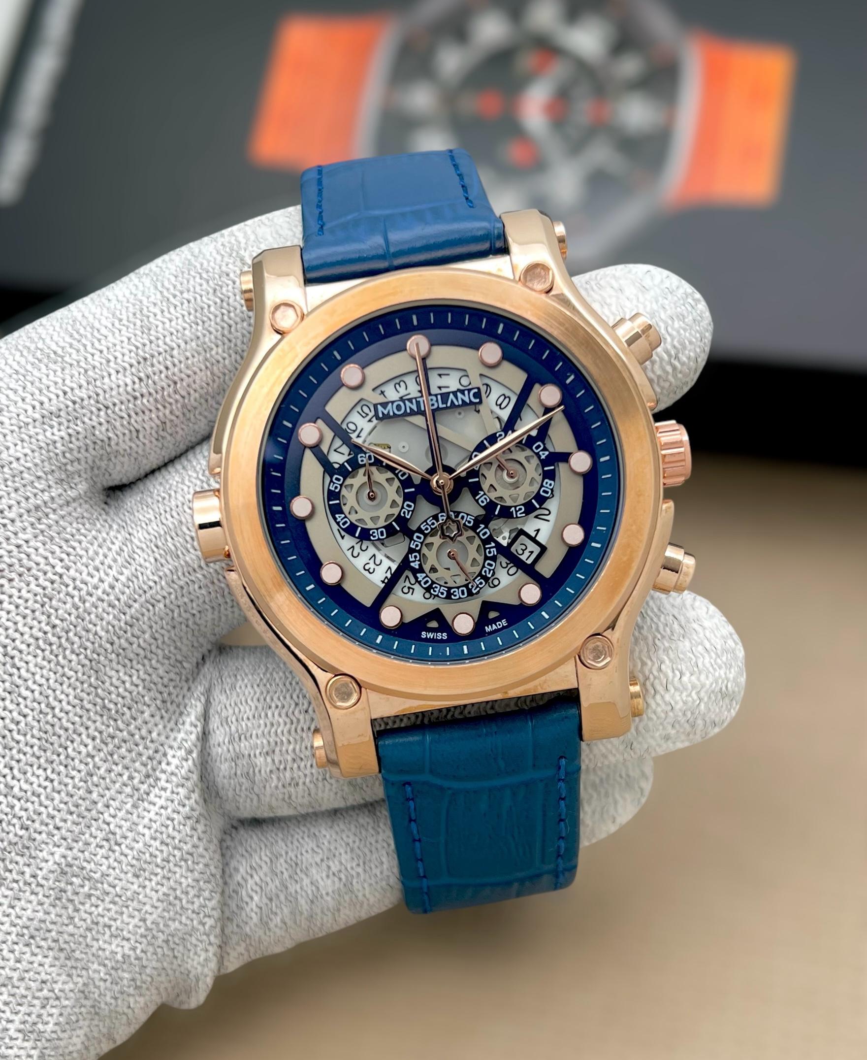 MONT BLACK MENS PREMIUM WATCH BLUE STYLISH PREMIUM AND AUTHENTIC