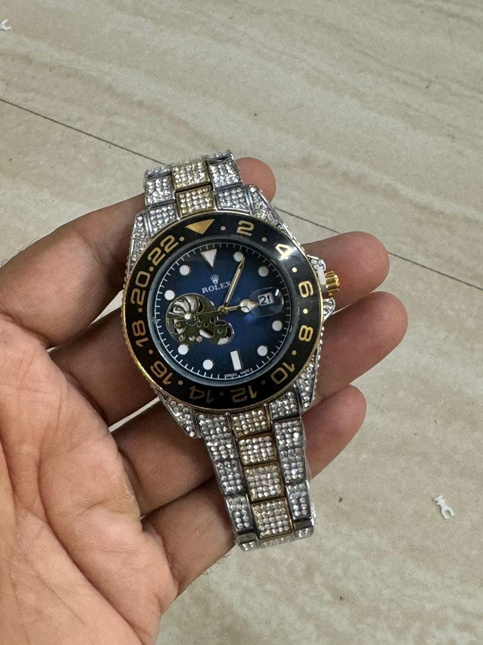 ROLEX MENS DIAMOND COVERED PREMIUM WATCH ESPECIALLY HANDCRAFTED FOR FUNCTION WEAR