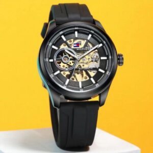 TOMMY HILFIGER MENS STRAP BLACK AUTOMATIC MODEL DAILY WEAR WATCH