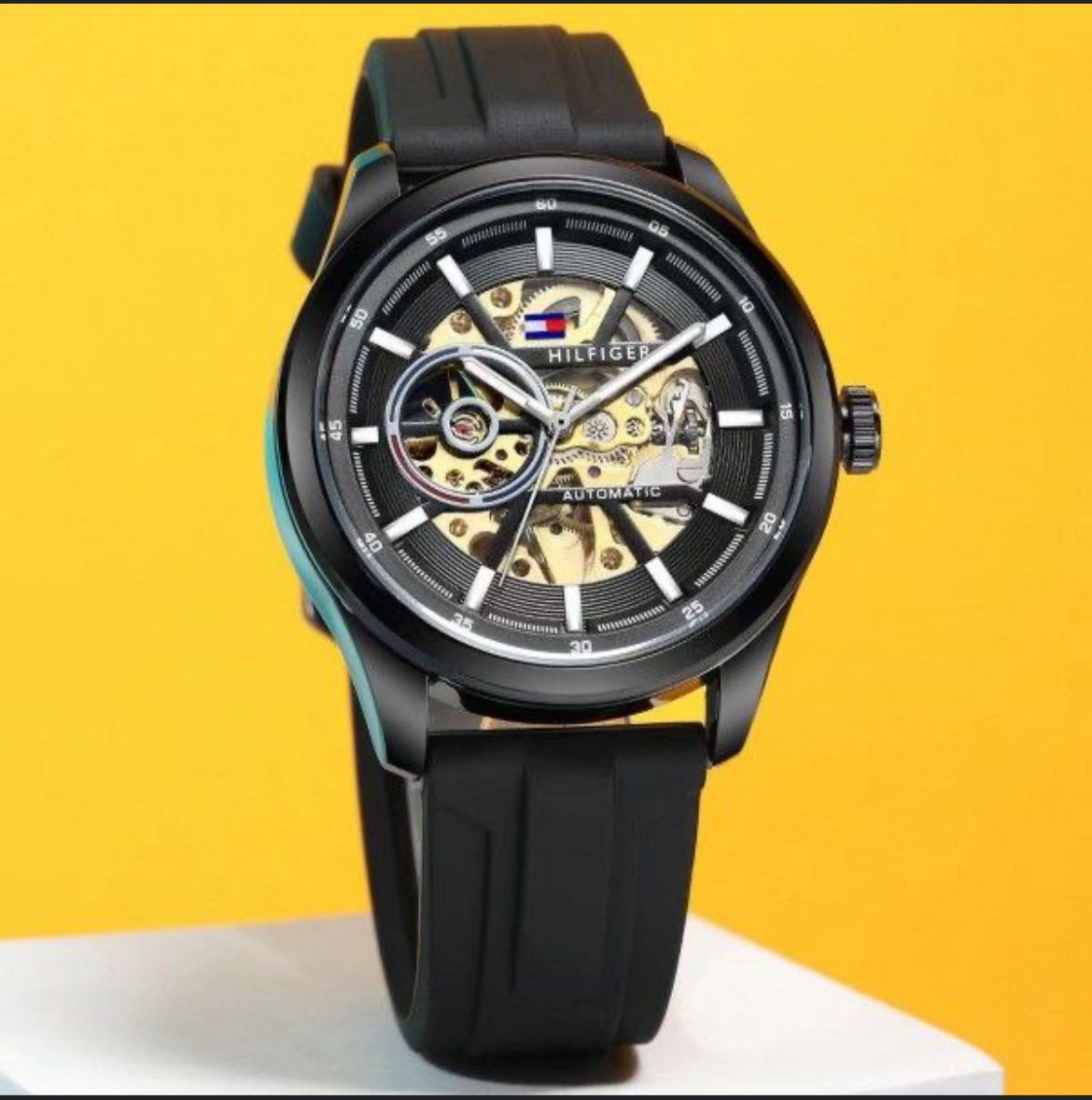 TOMMY HILFIGER MENS STRAP BLACK AUTOMATIC MODEL DAILY WEAR WATCH