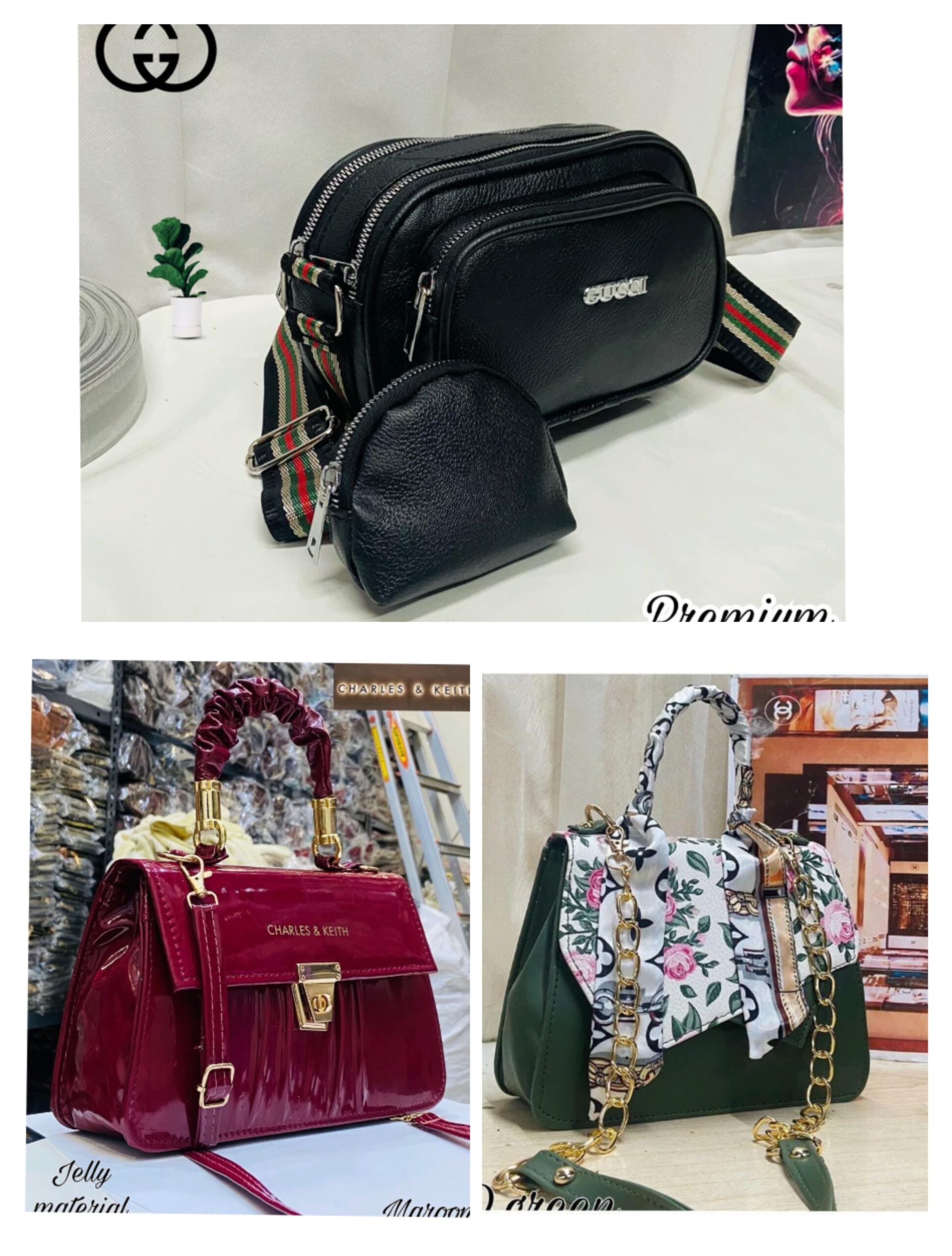 IMPORTED WOMENS PURE LEATHER HIGH QUALITY COMBO PACK OF 3 HANDBAGS FOR ALL STYLES