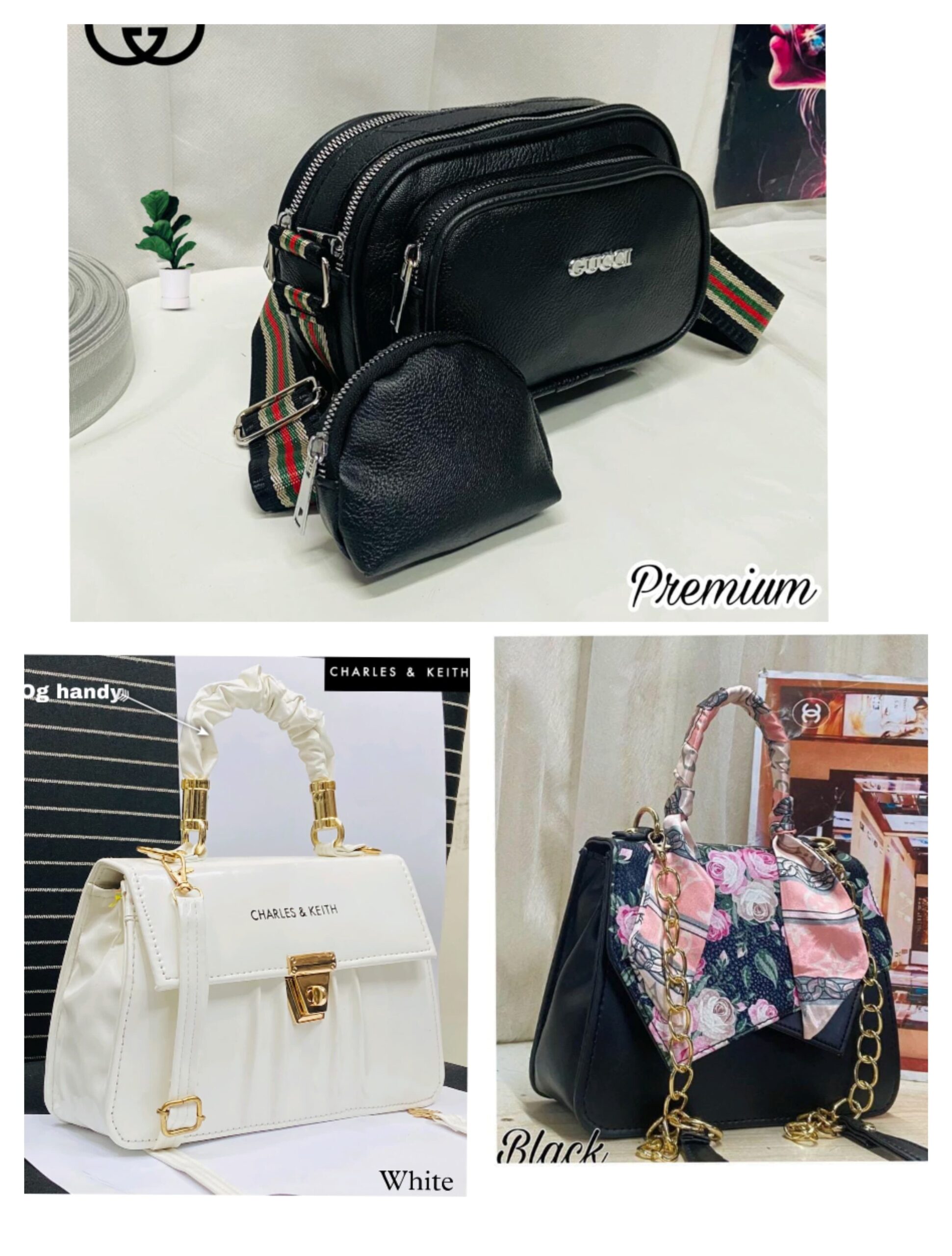 IMPORTED WOMENS PURE LEATHER HIGH QUALITY COMBO PACK OF 3 HANDBAGS FOR ALL STYLES