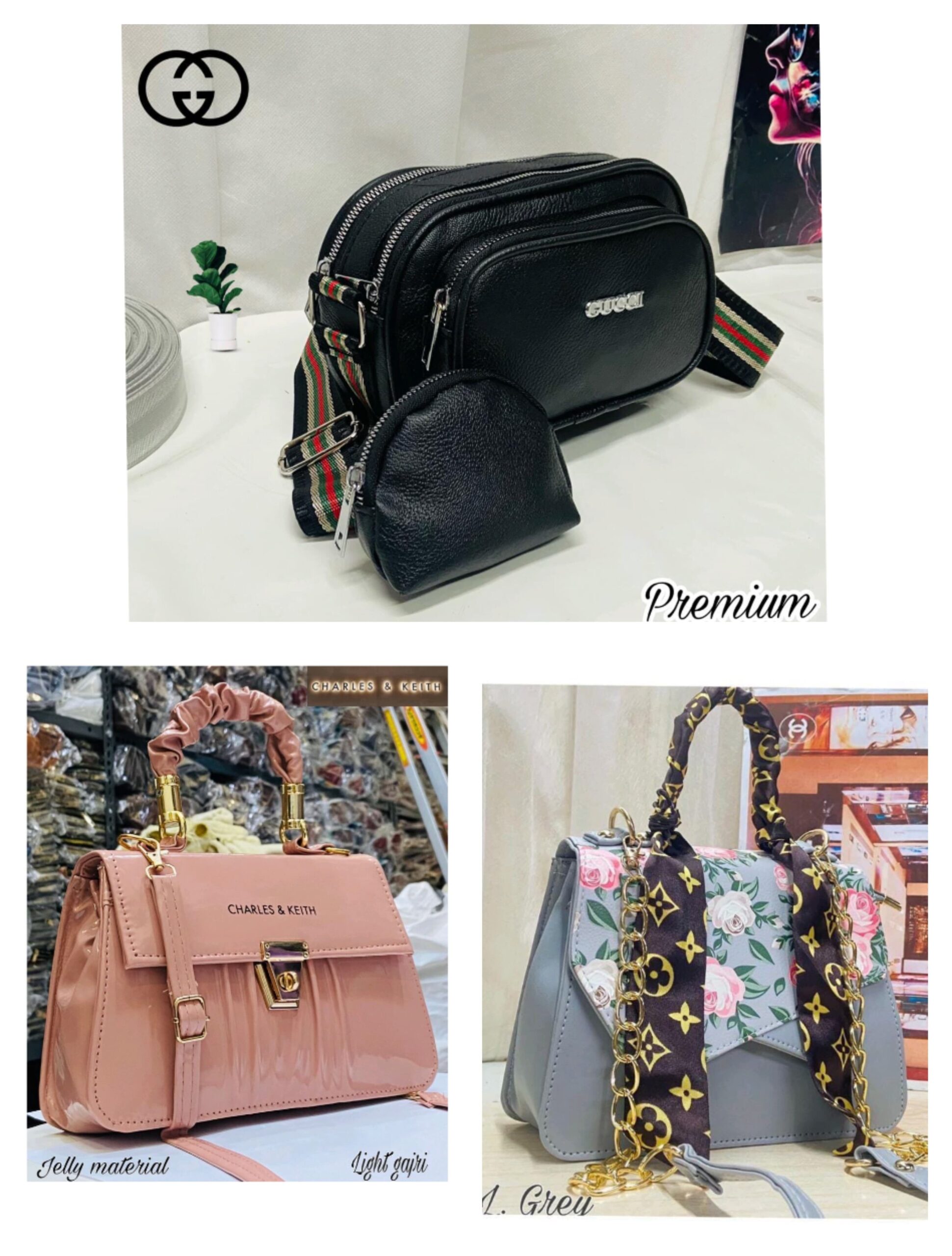 IMPORTED WOMENS PURE LEATHER HIGH QUALITY COMBO PACK OF 3 HANDBAGS FOR ALL STYLES