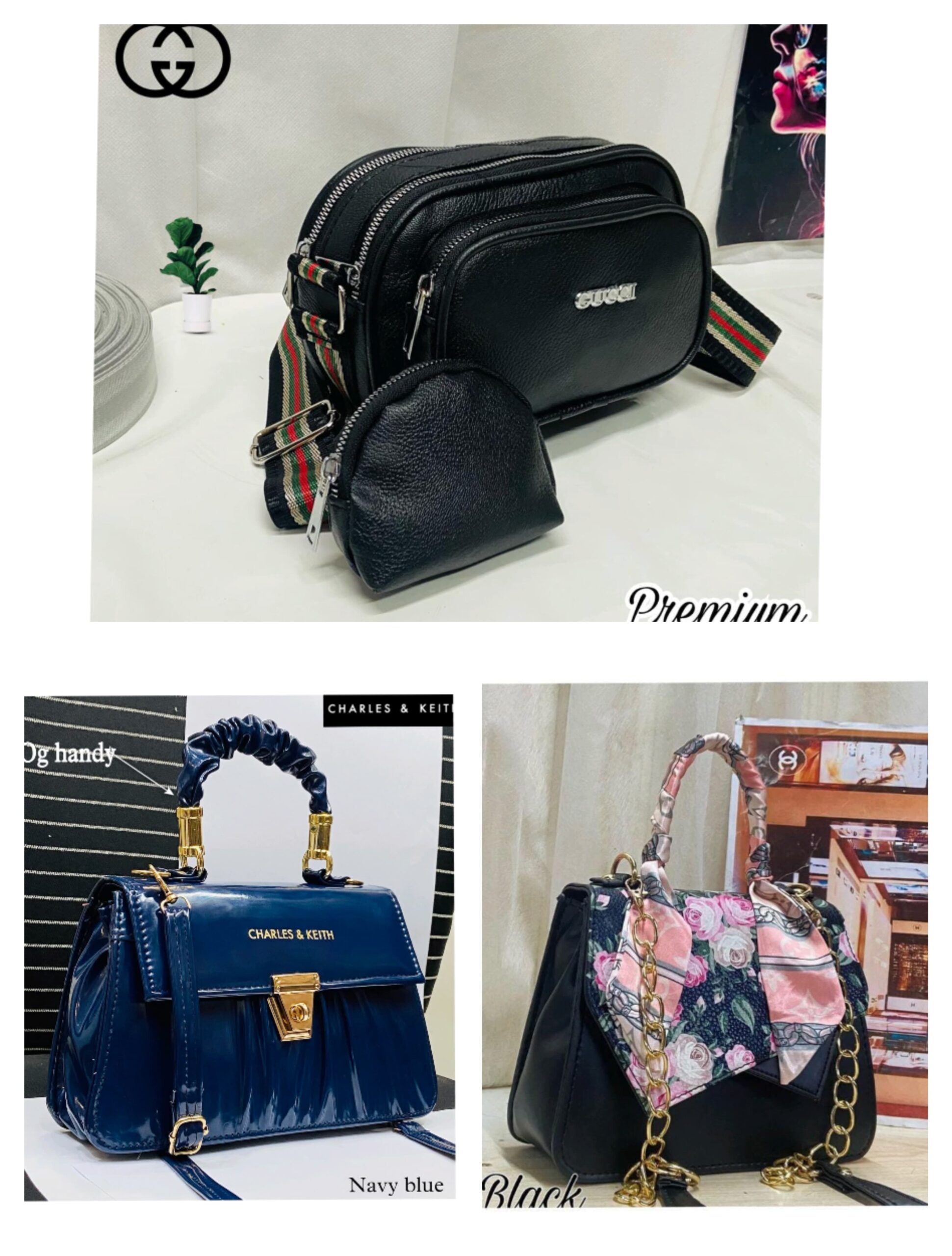 IMPORTED WOMENS PURE LEATHER HIGH QUALITY COMBO HANDBAGS PACK OF 3 FOR ALL STYLES