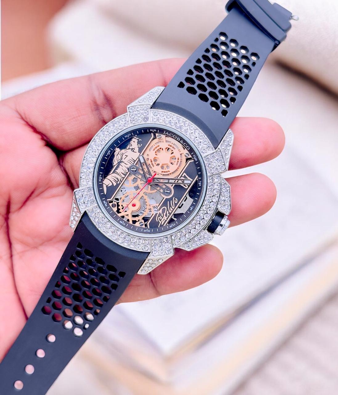 JACOB & CO MENS LUXURY AND ROYAL LOOK PREMUIM WATCH AUTOMATIC MODEL ONLY FOR LUXURY PEOPLE MENS