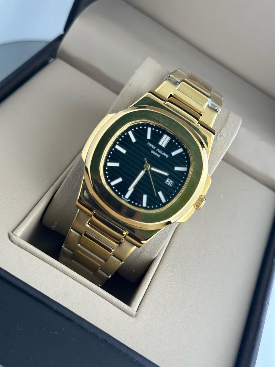 PATEK PHILIPPE GOLD DIAL STAINLESS STEEL MENS PREMIUM WATCH