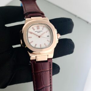 PATEK PHILIPPE  STAINLESS STEEL LEATHER STRAP MENS PREMIUM WATCH