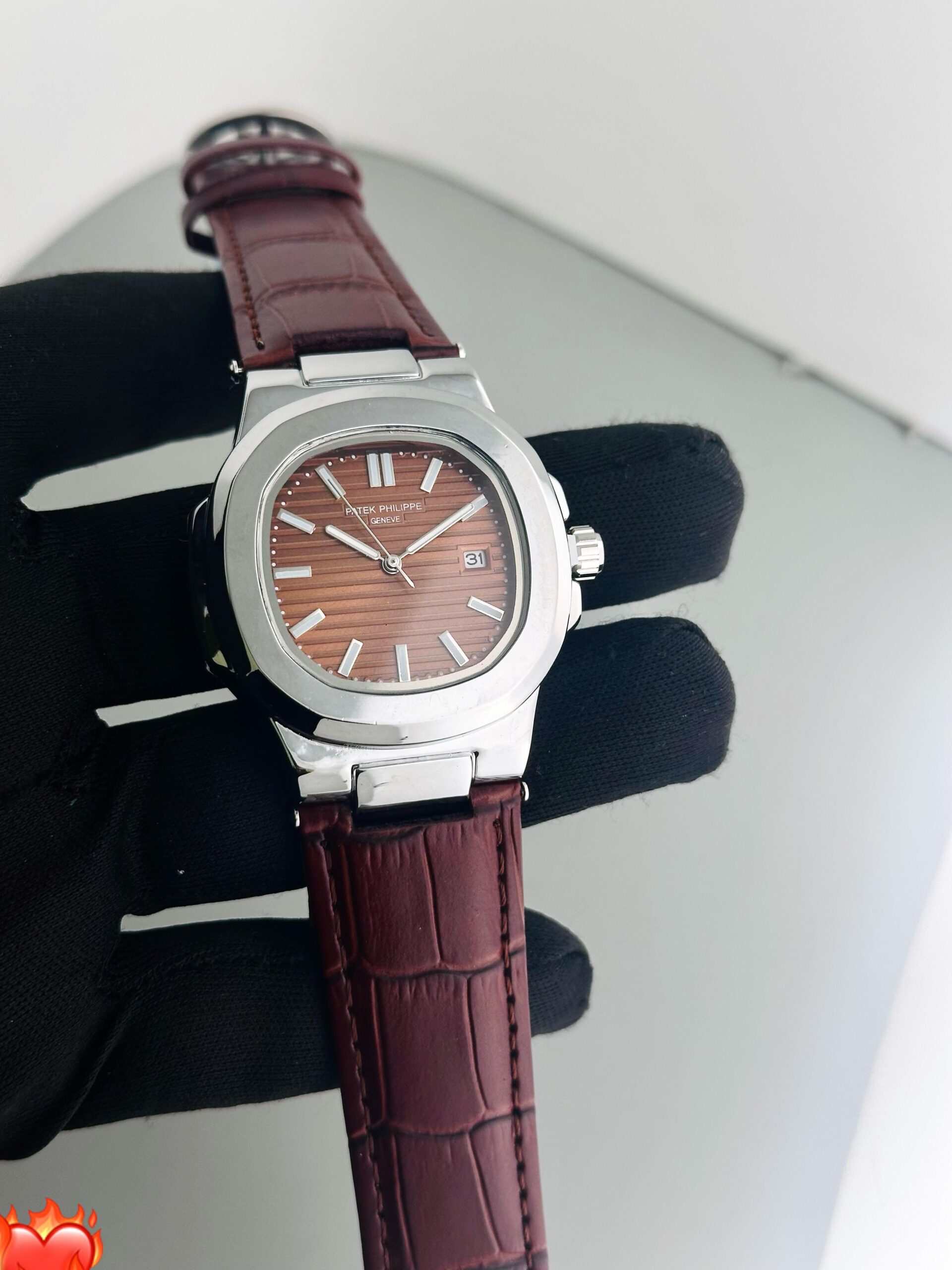 PATEK PHILIPPE  STAINLESS STEEL LEATHER STRAP MENS PREMIUM WATCH