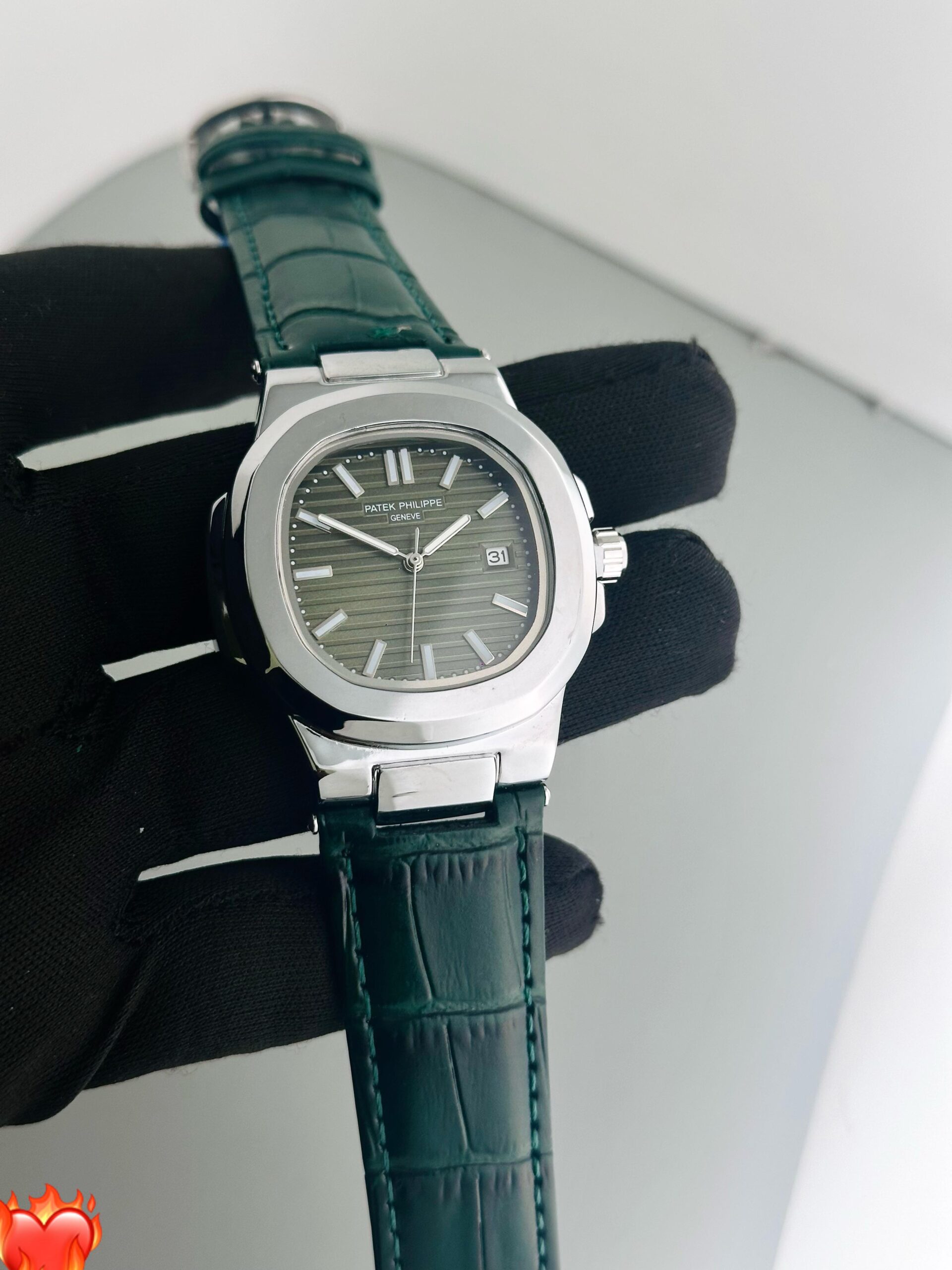 PATEK PHILIPPE  STAINLESS STEEL LEATHER STRAP MENS PREMIUM WATCH