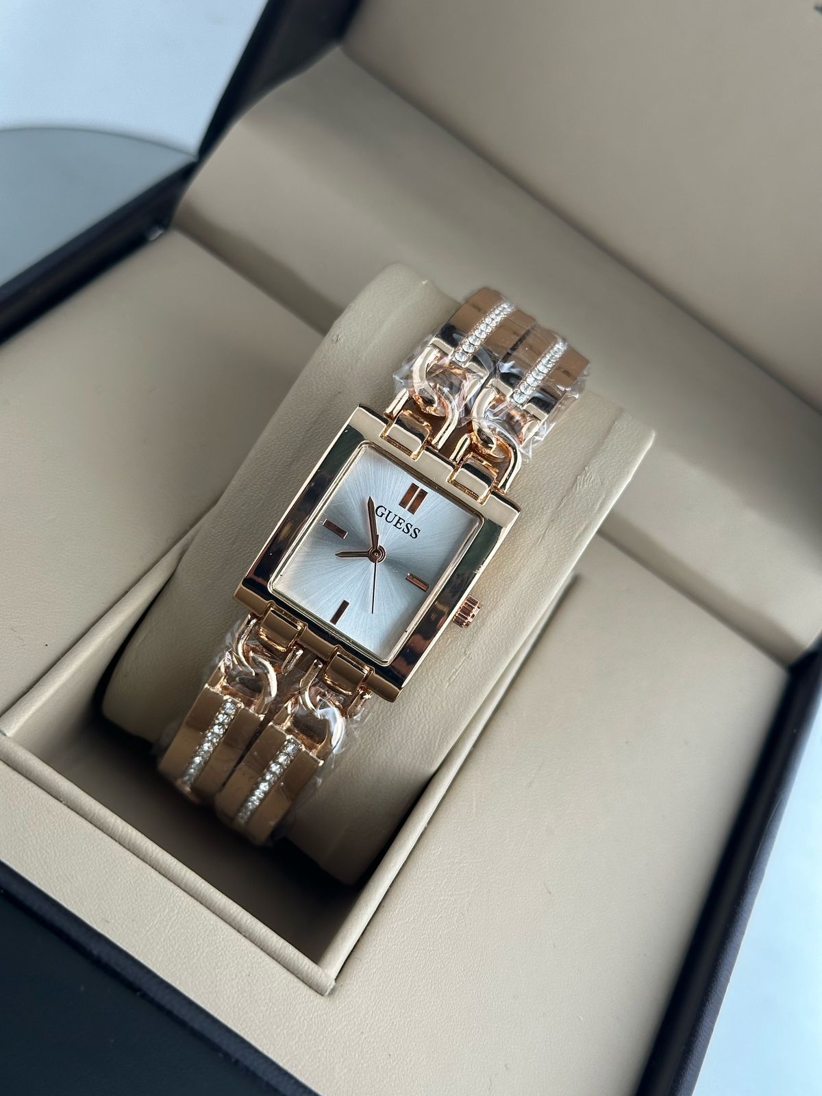 GUESS DOUBLE ROUND STAINLESS STEEL RECTANGLE DIAL WOMENS PREMIUM WATCH