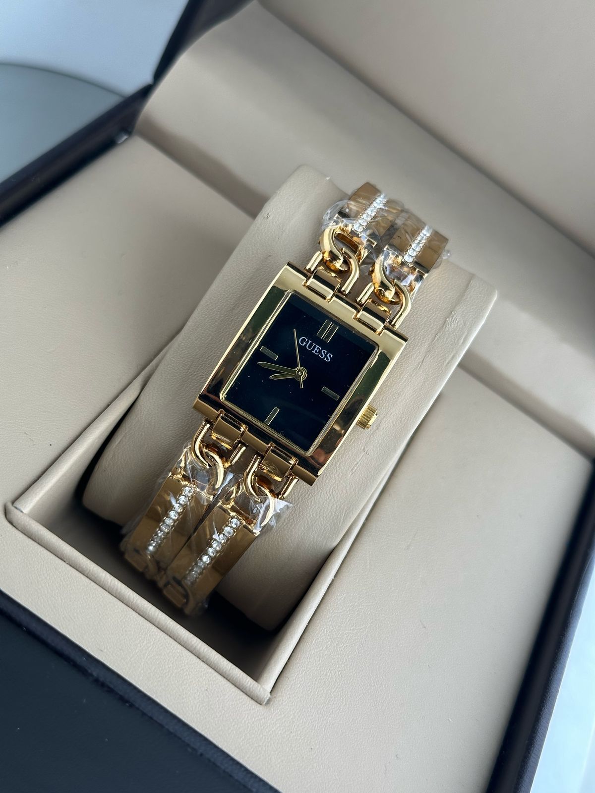 GUESS DOUBLE ROUND STAINLESS STEEL RECTANGLE DIAL WOMENS PREMIUM WATCH