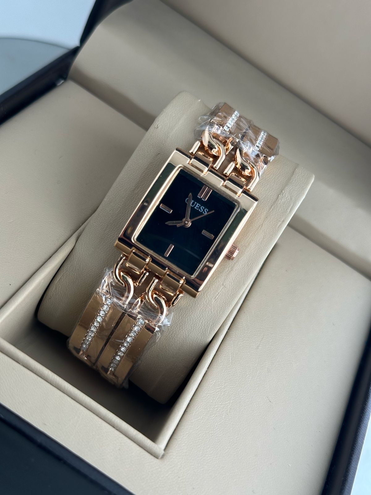 GUESS DOUBLE ROUND STAINLESS STEEL RECTANGLE DIAL WOMENS PREMIUM WATCH