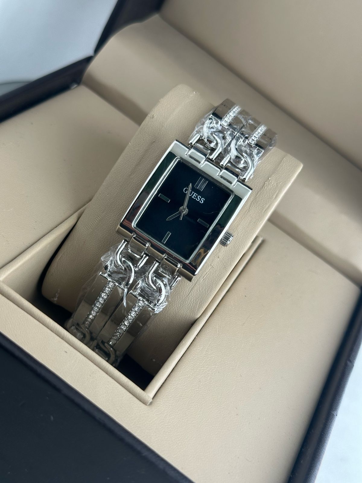 GUESS DOUBLE ROUND STAINLESS STEEL RECTANGLE DIAL WOMENS PREMIUM WATCH