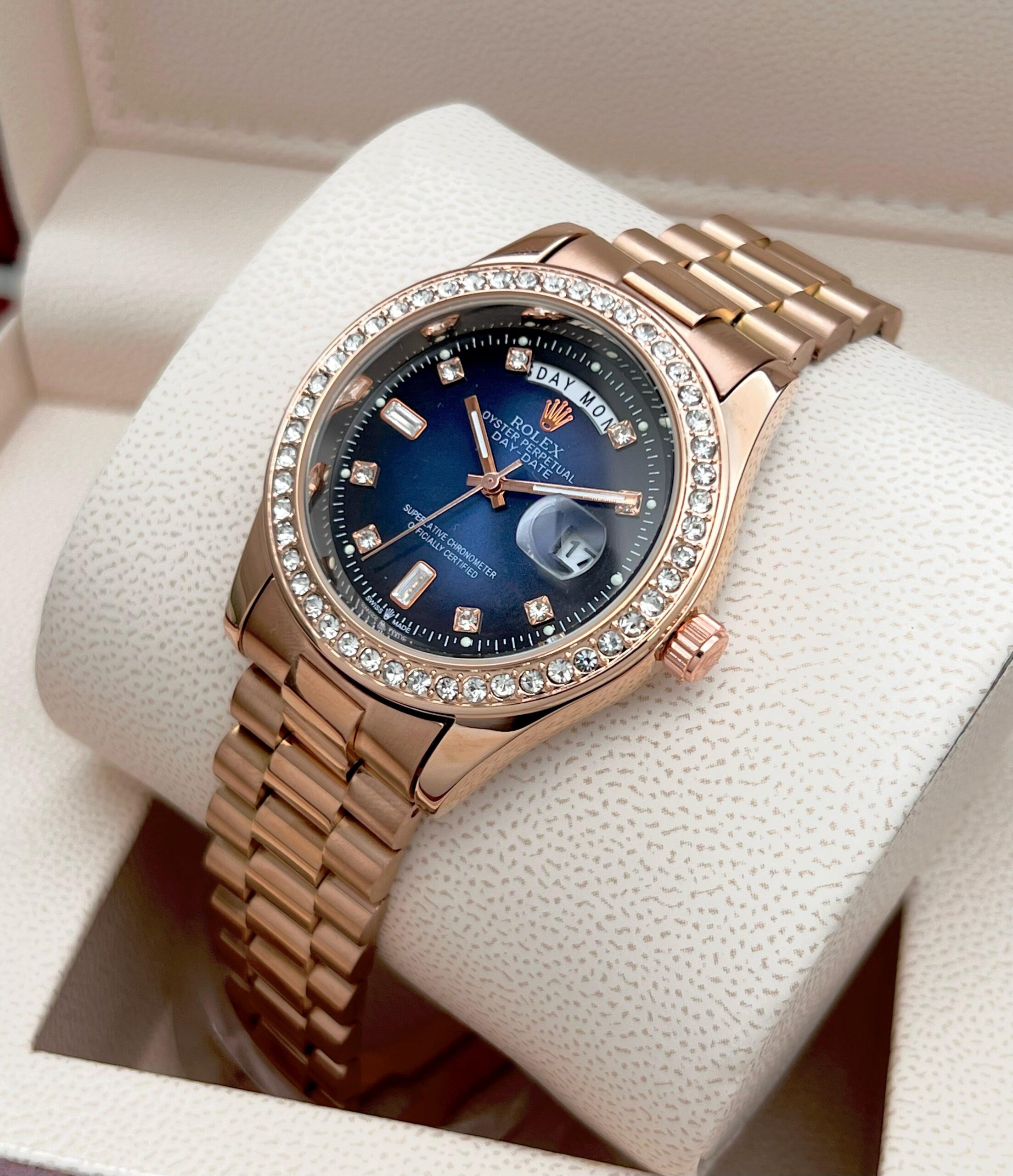 ROLEX MENS STAINLESS STEEL HIGH QUALITY DIAMOND COVERED PREMIUM WATCH