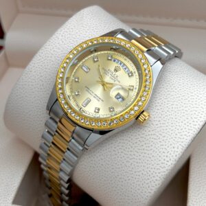 ROLEX MENS STAINLESS STEEL HIGH QUALITY DIAMOND COVERED PREMIUM WATCH