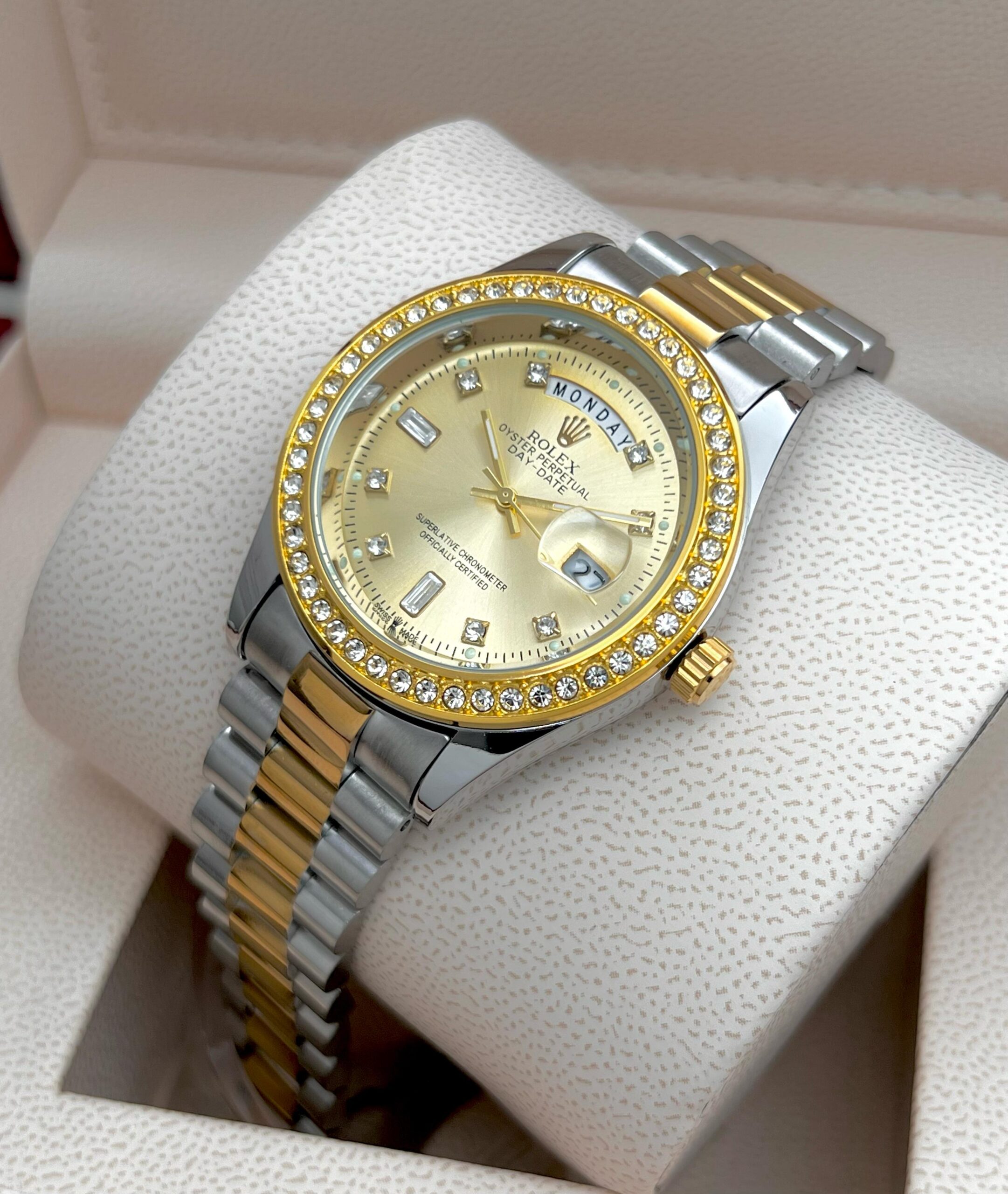 ROLEX MENS STAINLESS STEEL HIGH QUALITY DIAMOND COVERED PREMIUM WATCH