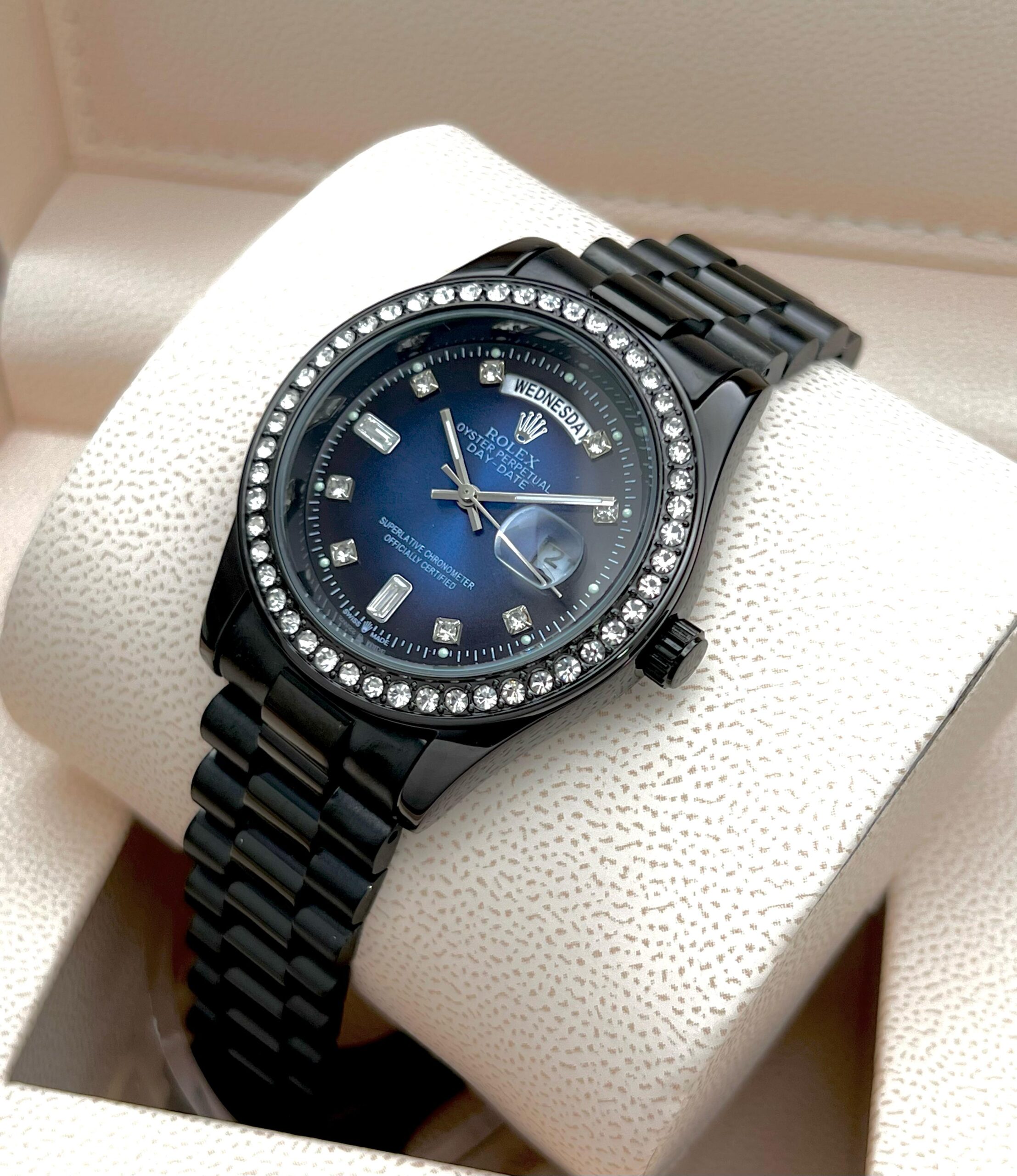 ROLEX MENS STAINLESS STEEL HIGH QUALITY DIAMOND COVERED PREMIUM WATCH