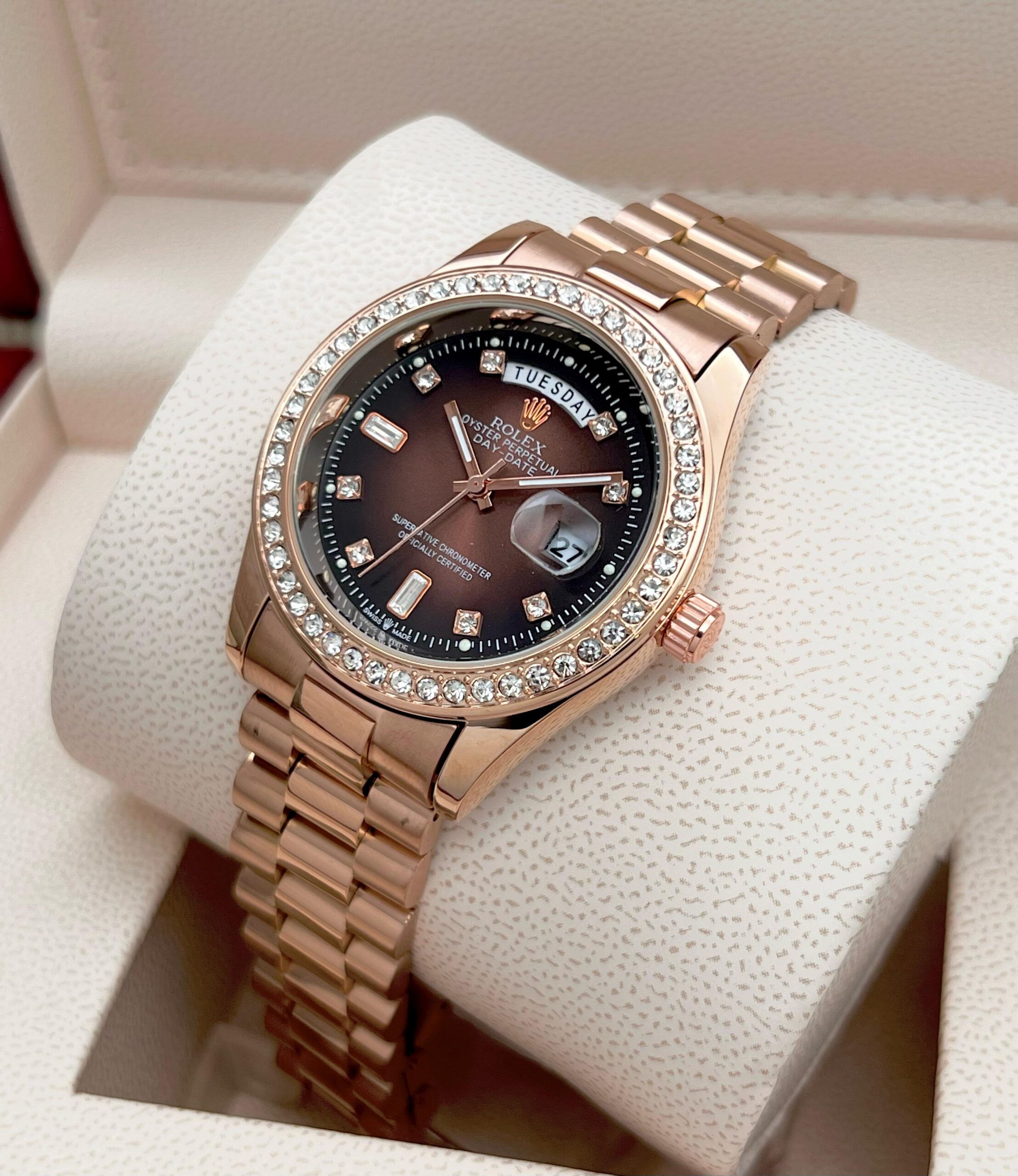 ROLEX MENS STAINLESS STEEL HIGH QUALITY DIAMOND COVERED PREMIUM WATCH