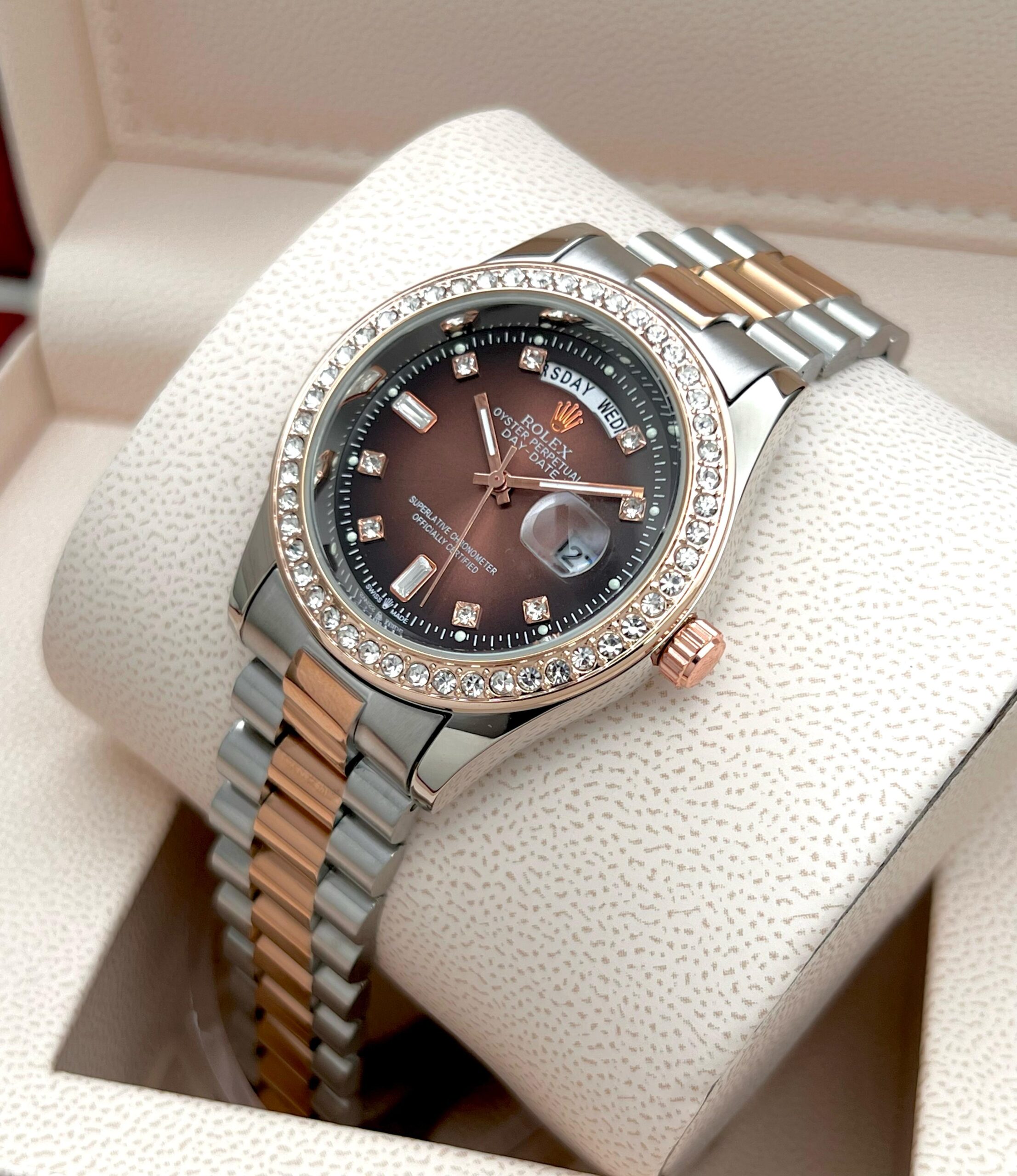 ROLEX MENS STAINLESS STEEL HIGH QUALITY DIAMOND COVERED PREMIUM WATCH